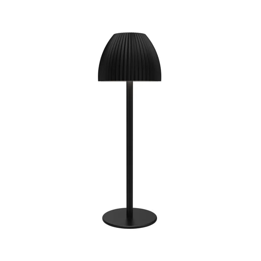 Small modern night lamp with dimming feature in black or white thin round bottom design