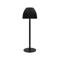 Small modern night lamp with dimming feature in black or white thin round bottom design