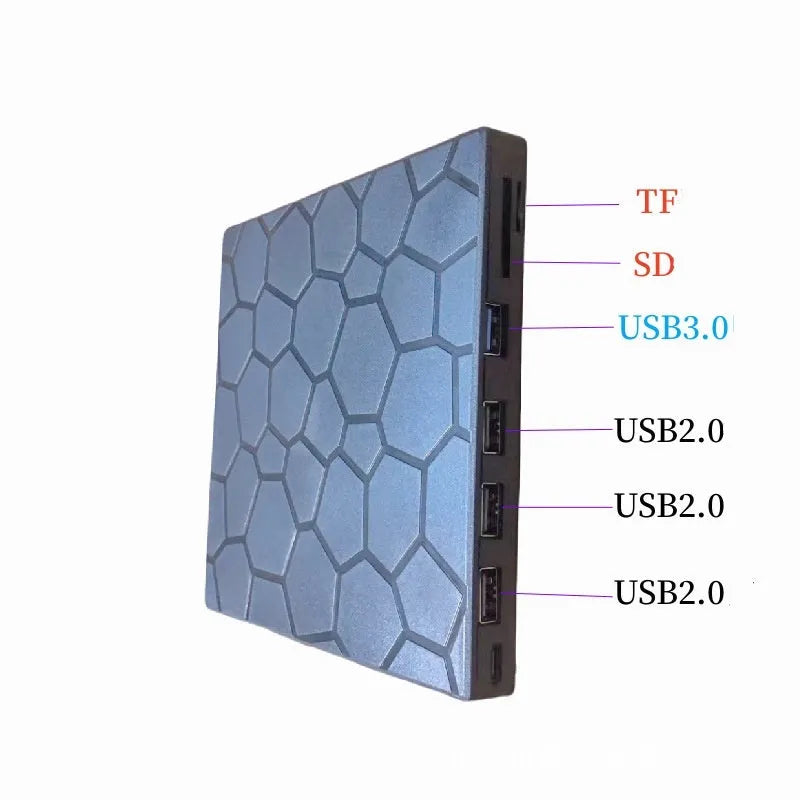 Black external USB CD drive writer with compact rectangular design