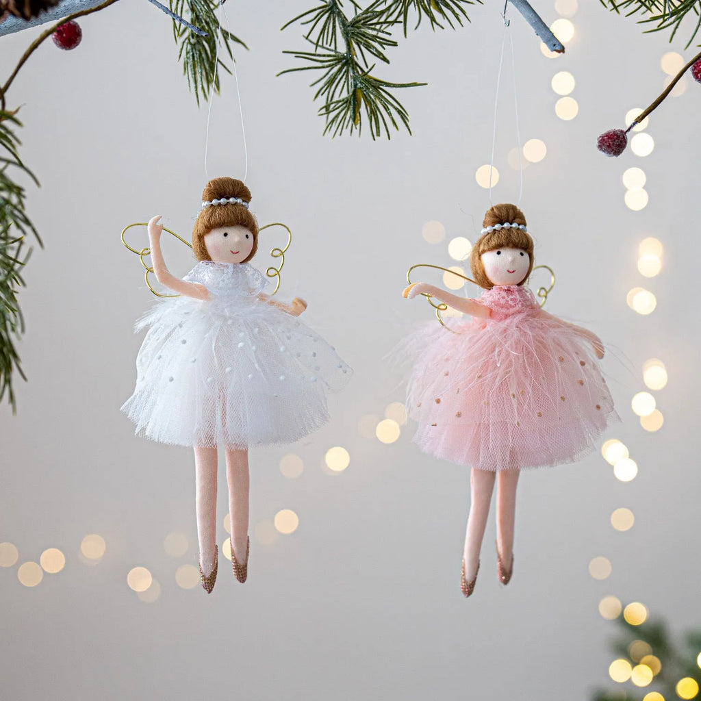 Pink and white cloth ballet girl angel doll plush toy pendant