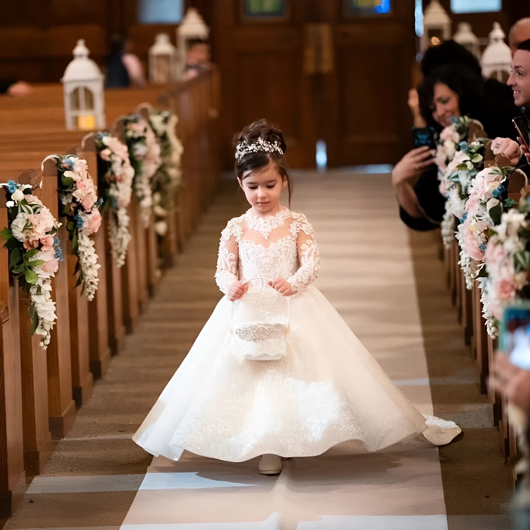 Ivory white princess dress with bow and tulle tutu skirt for girls