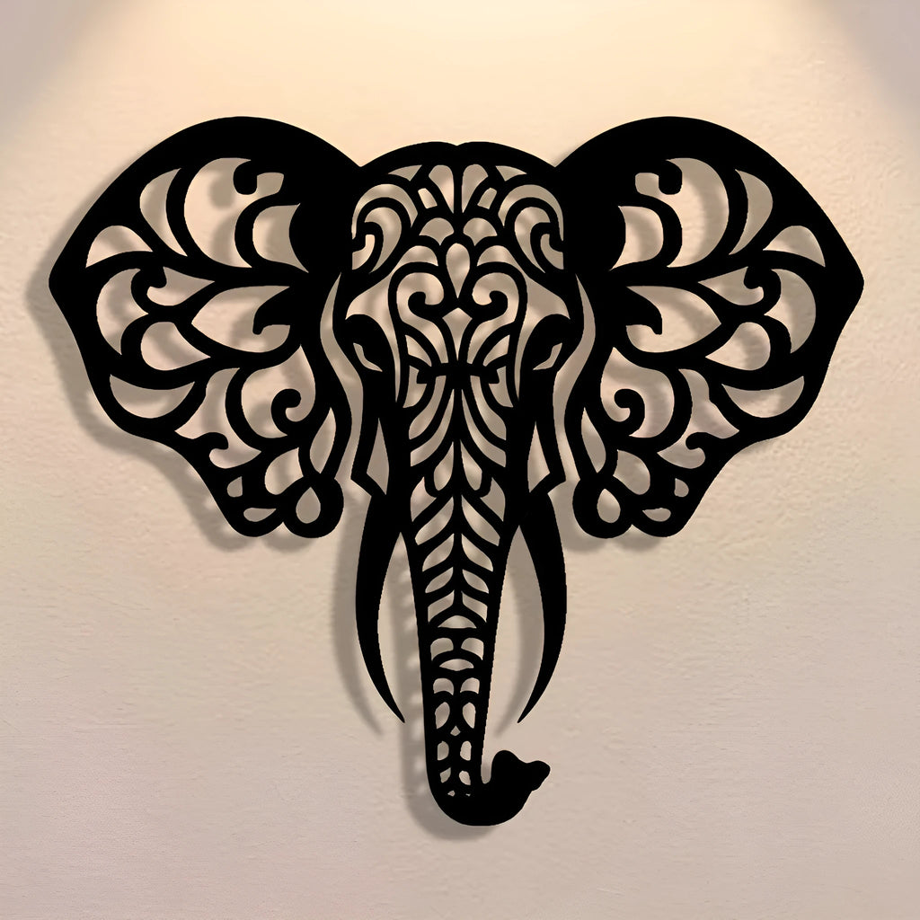 Wrought iron elephant wall decoration in modern simplicity style, metal construction, wall-mounted