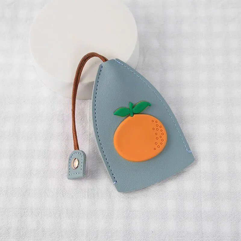Cartoon pull-out car key case in PU leather with various design options including cactus, rabbit, and fruit themes