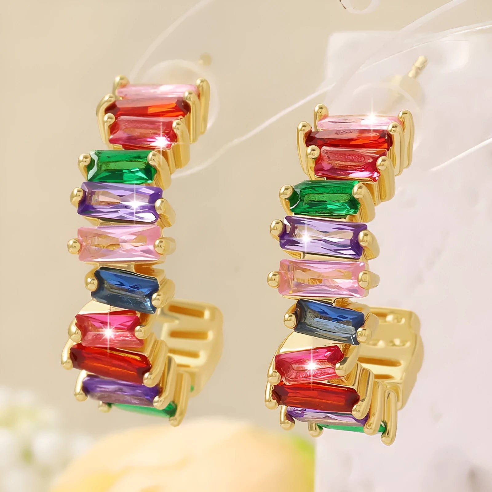 High-grade fashionable temperamental all-match ear studs in electroplated copper with irregular geometric shape