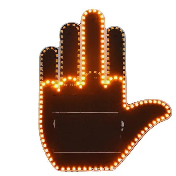 Black plastic LED gesture car light with remote control showing three-finger gesture