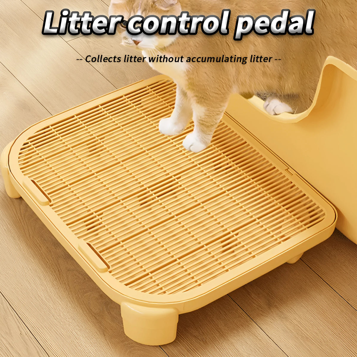 Milk yellow cat litter mat with silicone anti-slip feet measuring 40x40.5cm