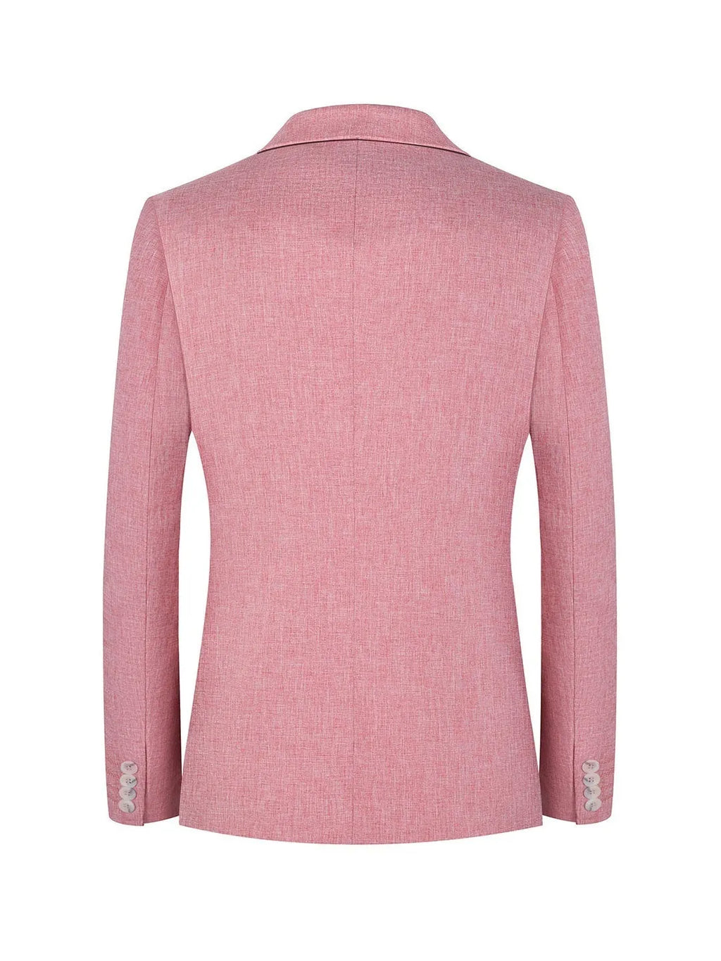 Men's casual light blue and pink western-style suit coat laid flat with size chart showing measurements.