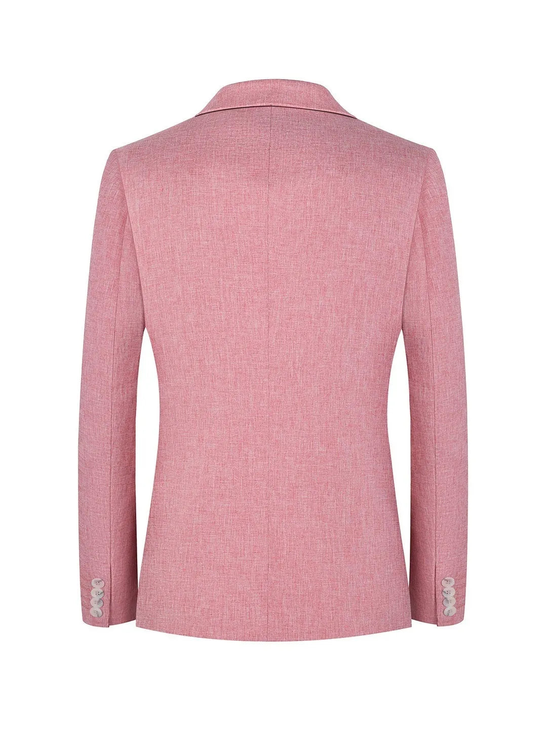Men's casual light blue and pink western-style suit coat laid flat with size chart showing measurements.