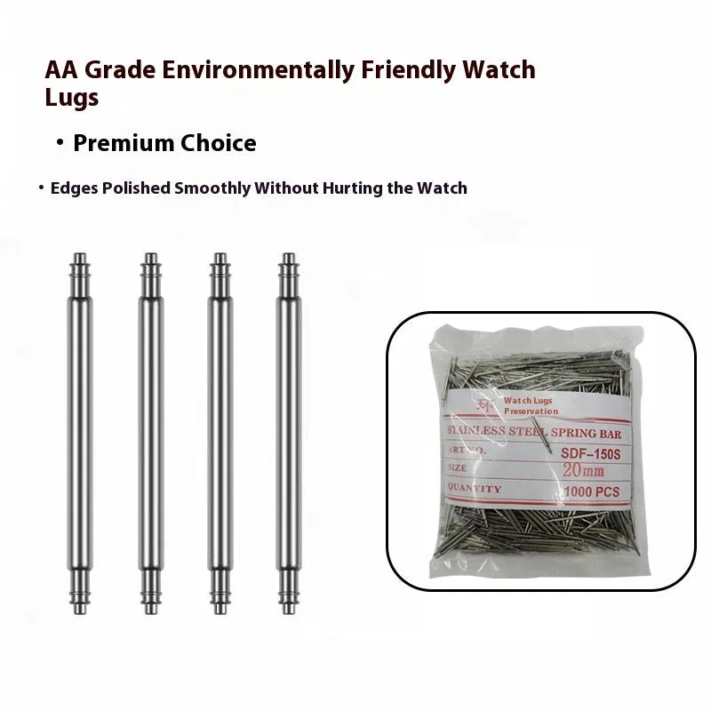 Watch auricular needle spring shaft repair part for bracelets, sizes 21mm to 26mm.