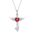 Women's copper wings cross stethoscope necklace with electroplated finish in red diamond colour option