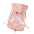 Hooded padded pet vest with bow ties for small cats and dogs, beige and pink, sizes XS to XXL