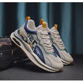 Air cushion mesh sneakers for men, lace up, breathable, non-slip rubber sole, round toe, flat heel, beige colour