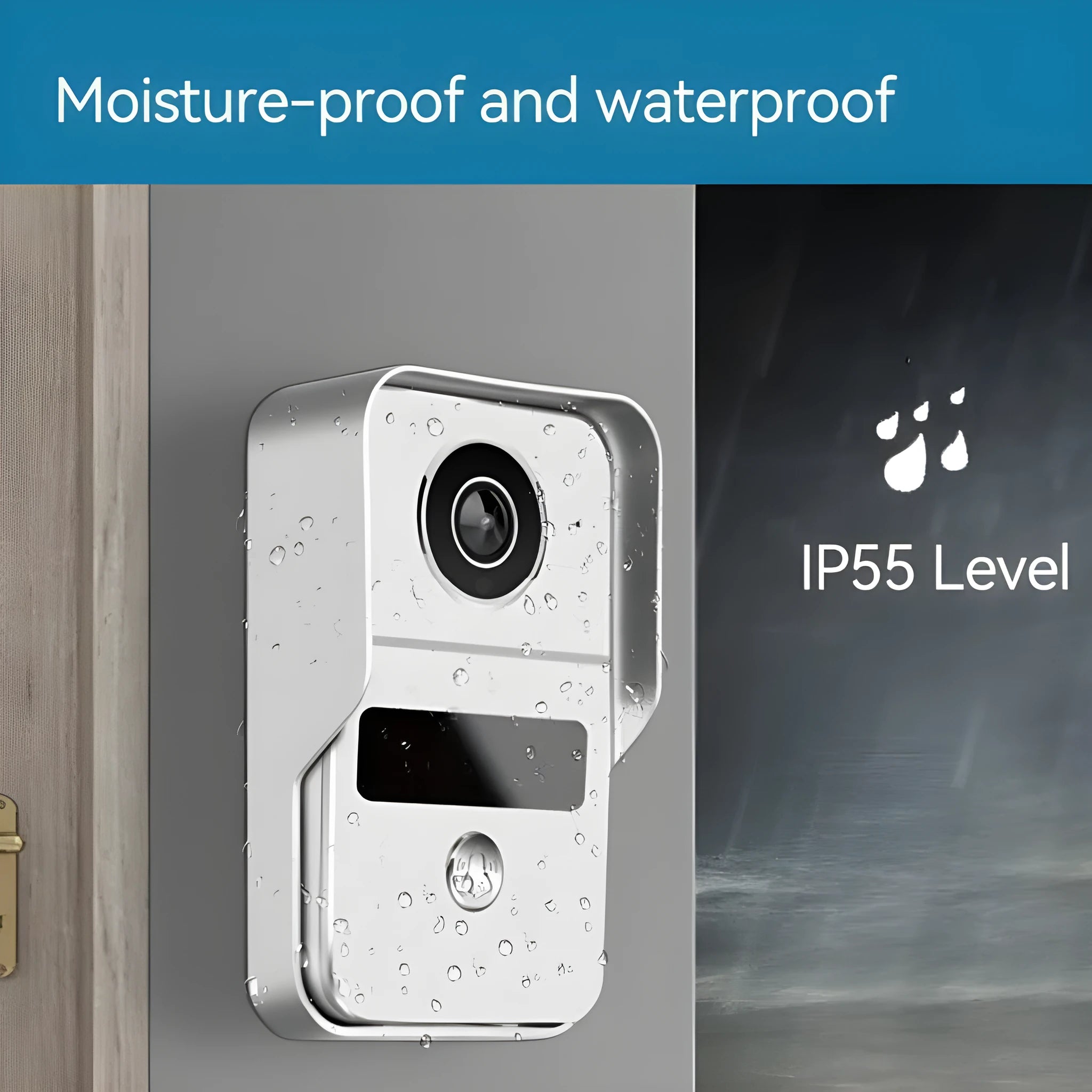 Video intercom doorbell system with outdoor camera unit and indoor display monitor for home entry security