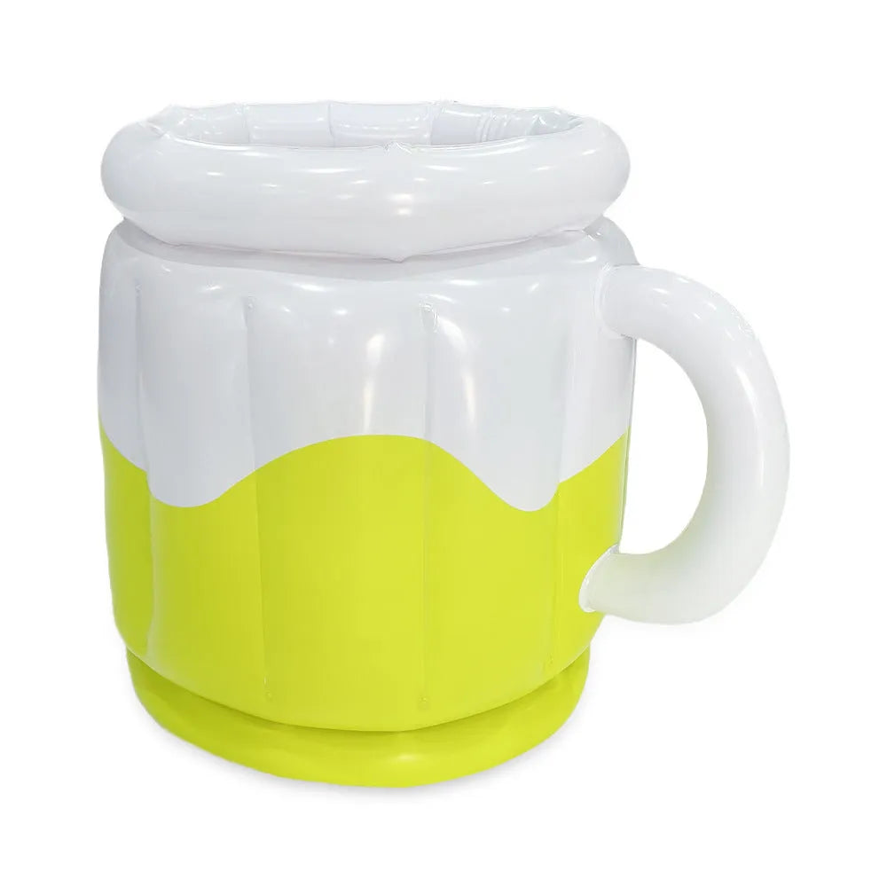 Yellow inflatable PVC ice bucket for outdoor parties and beach use