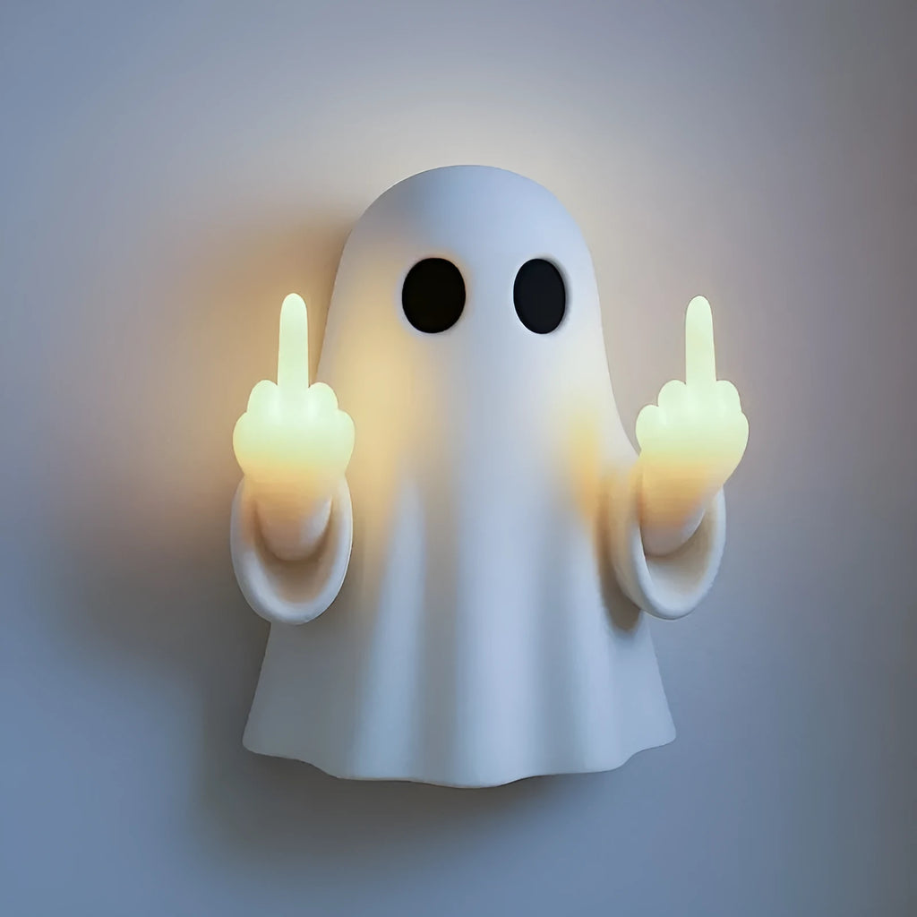Small white ghost statue night lamp with modern design for Halloween decoration measuring 19.85cm tall