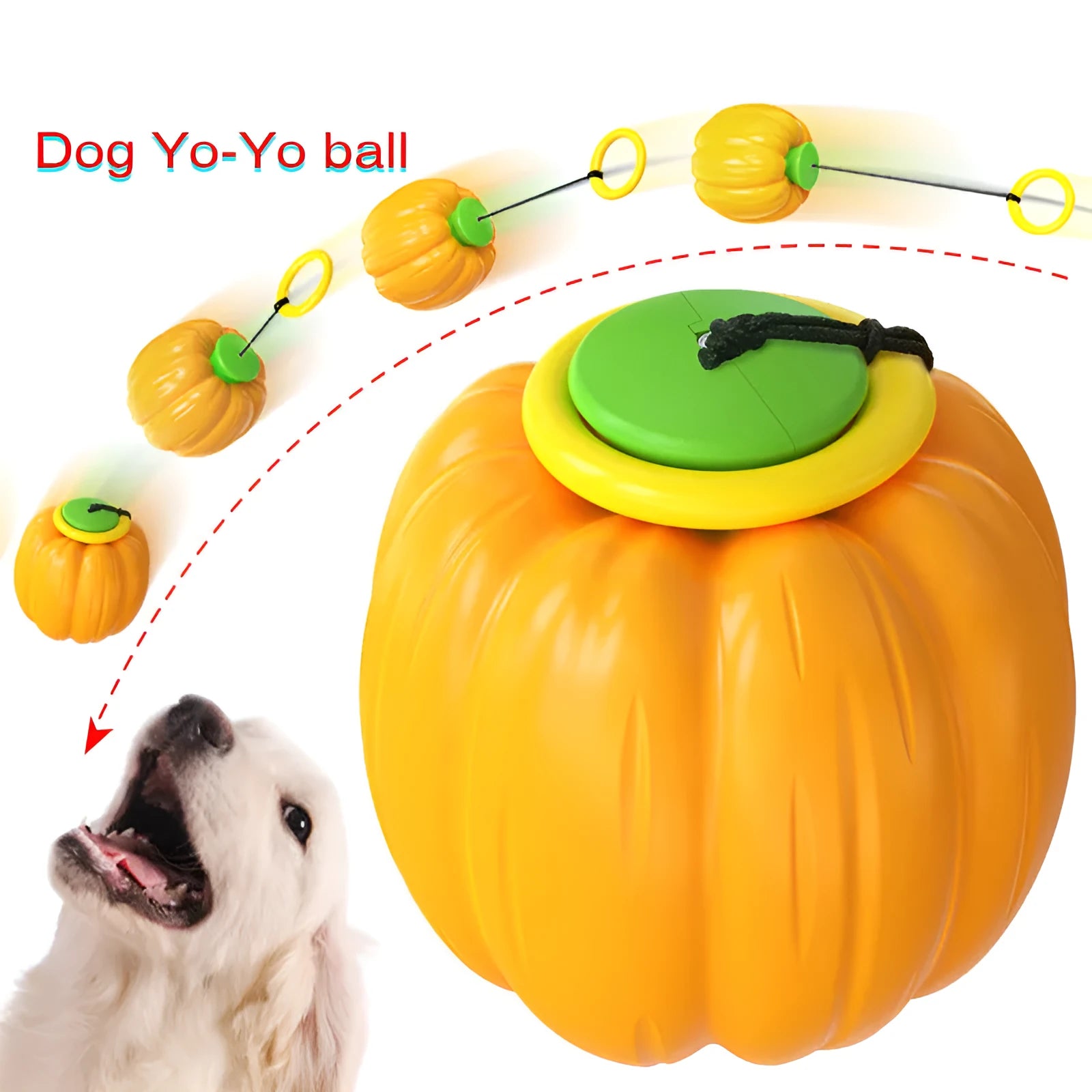 Small orange plastic pumpkin dog toy with squeaker for puppies and small breeds