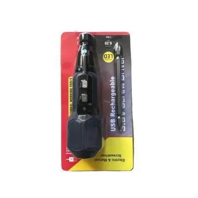 Alloy steel straight handle electric screwdriver with black finish and lithium battery
