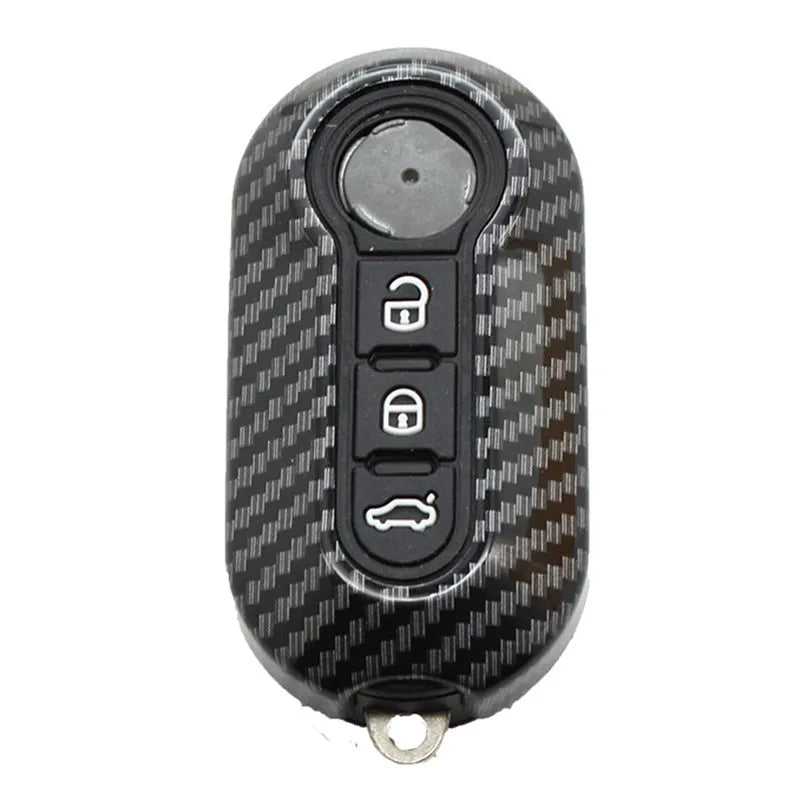 Fiat 500 Boyue Ottimo carbon fibre pattern ABS key case in black, red, dark blue