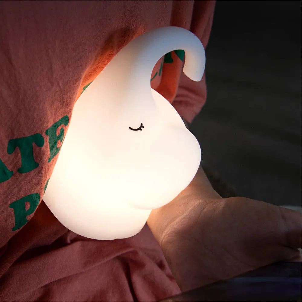 Elephant silicone night light with USB port and warm white LED illumination