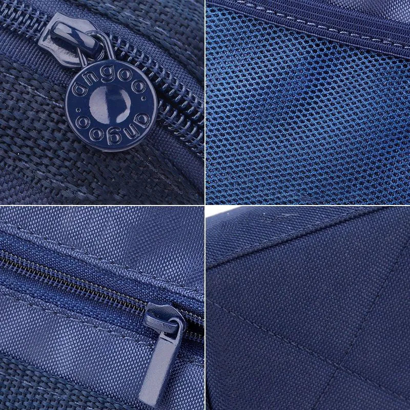Large-capacity Oxford cloth pencil case with double zipper in yellow, with interior storage visible