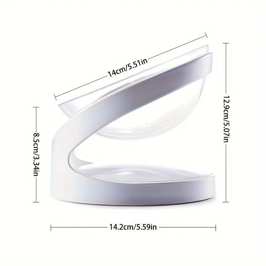 White elevated cat food bowl with ergonomic tilt design for comfortable feeding