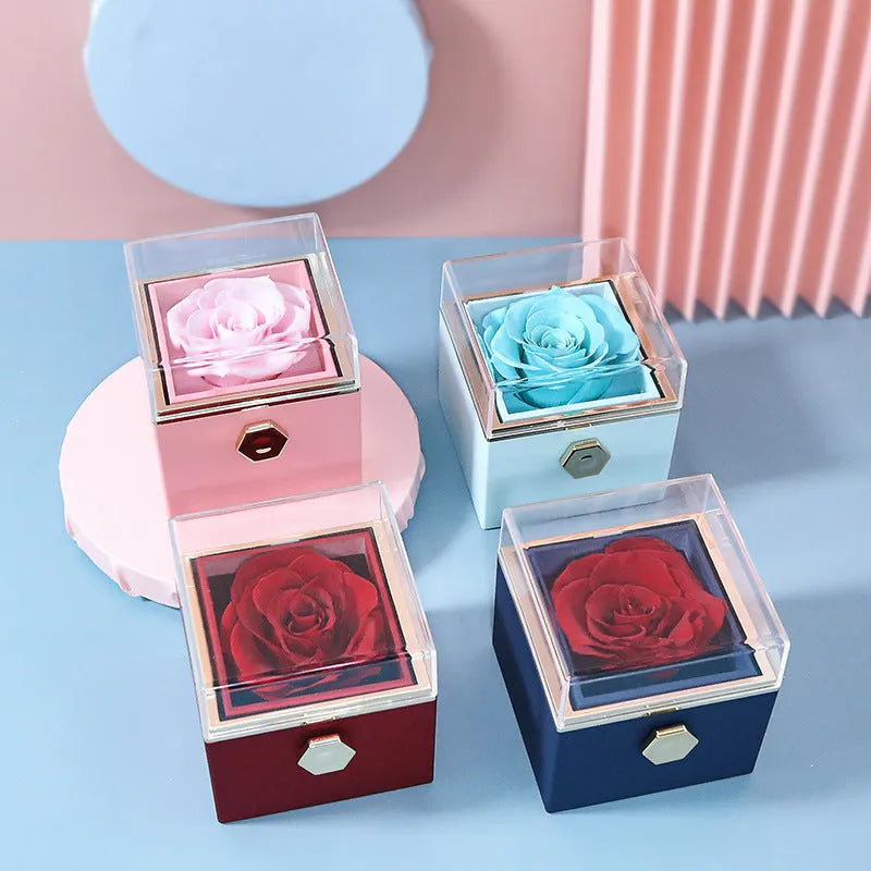 80 mm plastic reversible jewellery box cube for rings and pendants with handbag