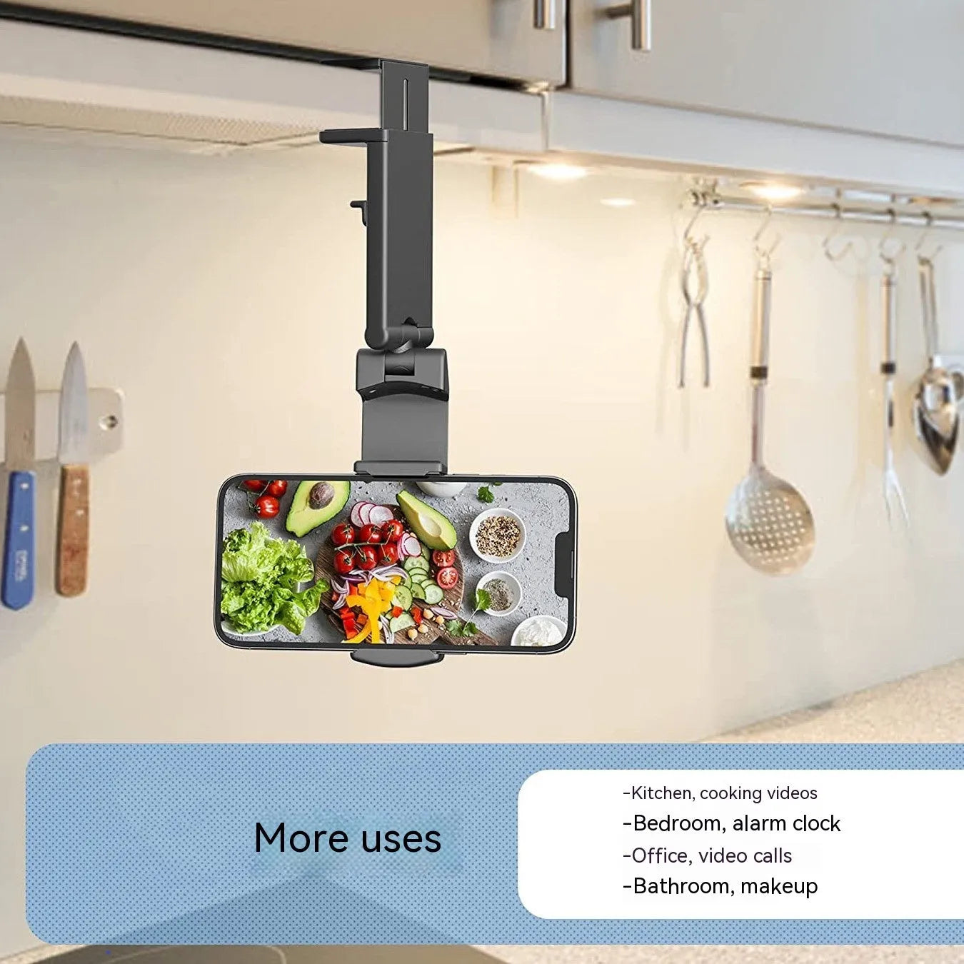 Black foldable universal phone holder with rotating body stand for mobile devices