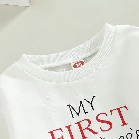 White baby sweatshirt and pants set with Easter letter print, cotton lining, for heights 80-120cm