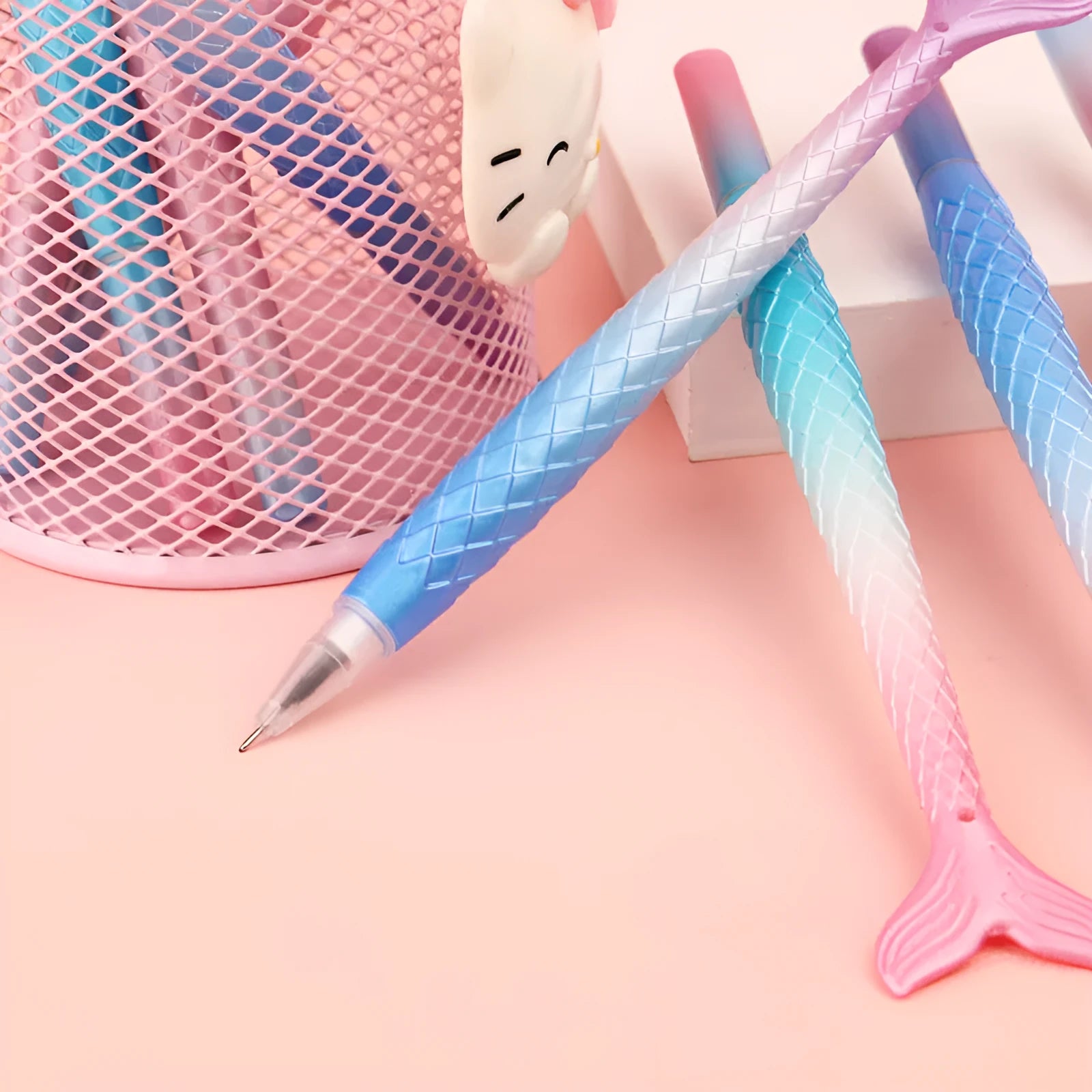 Mermaid cartoon character ballpoint pen with 0.38mm fine tip in random colour selection