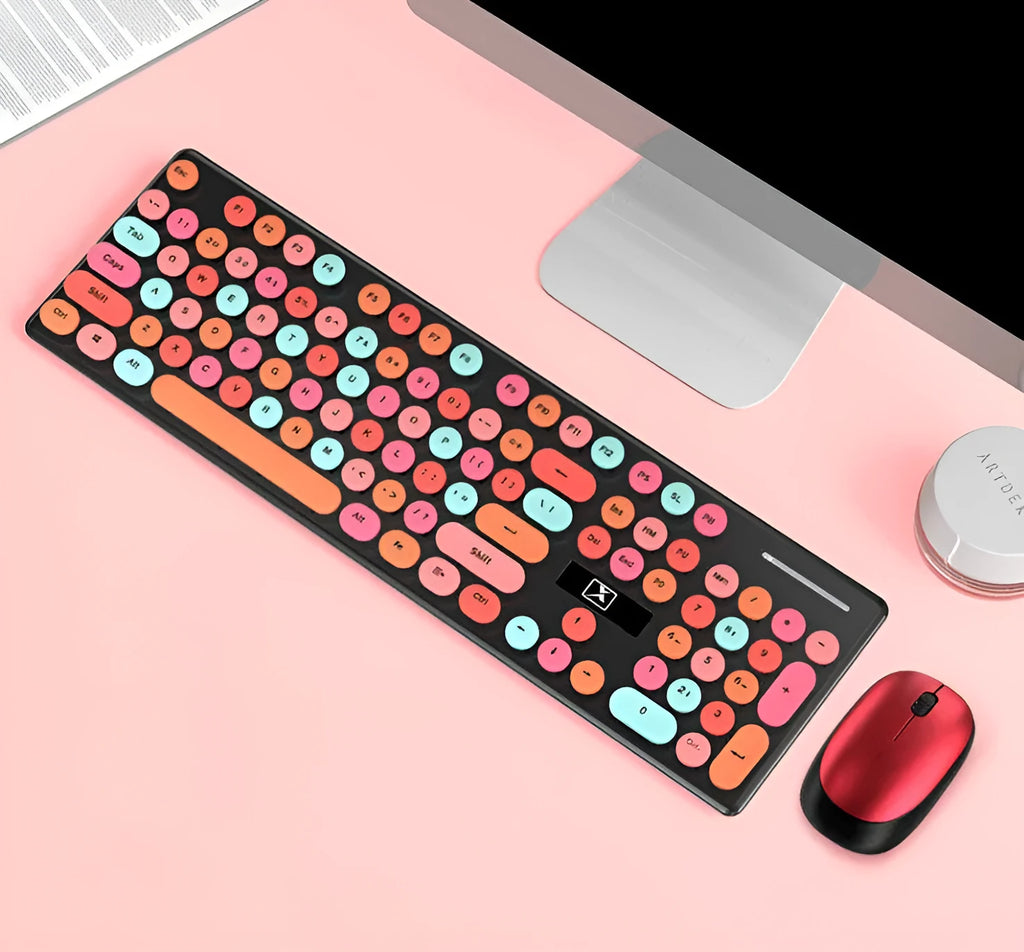 Vibrant yellow wireless keyboard and mouse set with backlight keys and optical sensor