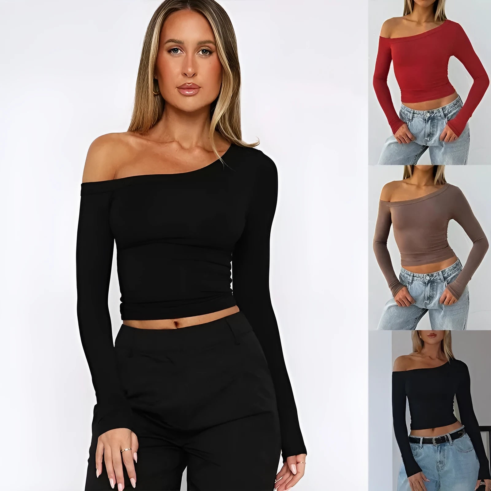 Women's black slim fit knitted cardigan with shoulder strap detail and long sleeves
