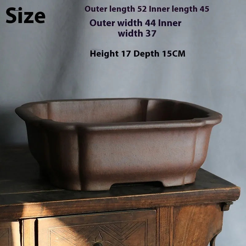Purple sand rectangular bonsai flower pot with modern style and floor-standing design