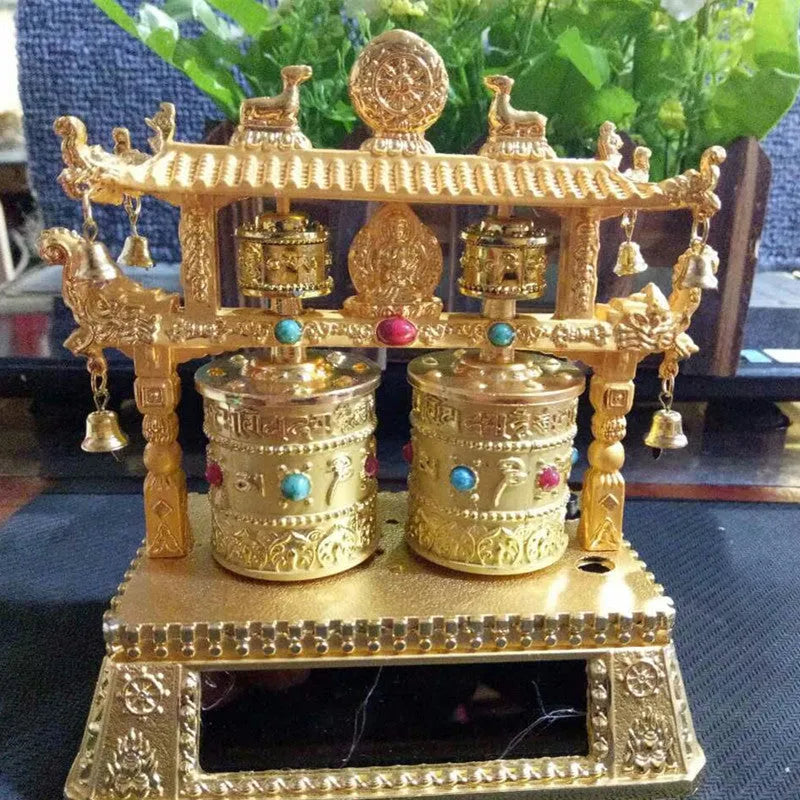 Alloy Chinese traditional prayer wheel car decoration modelled on a licence plate.