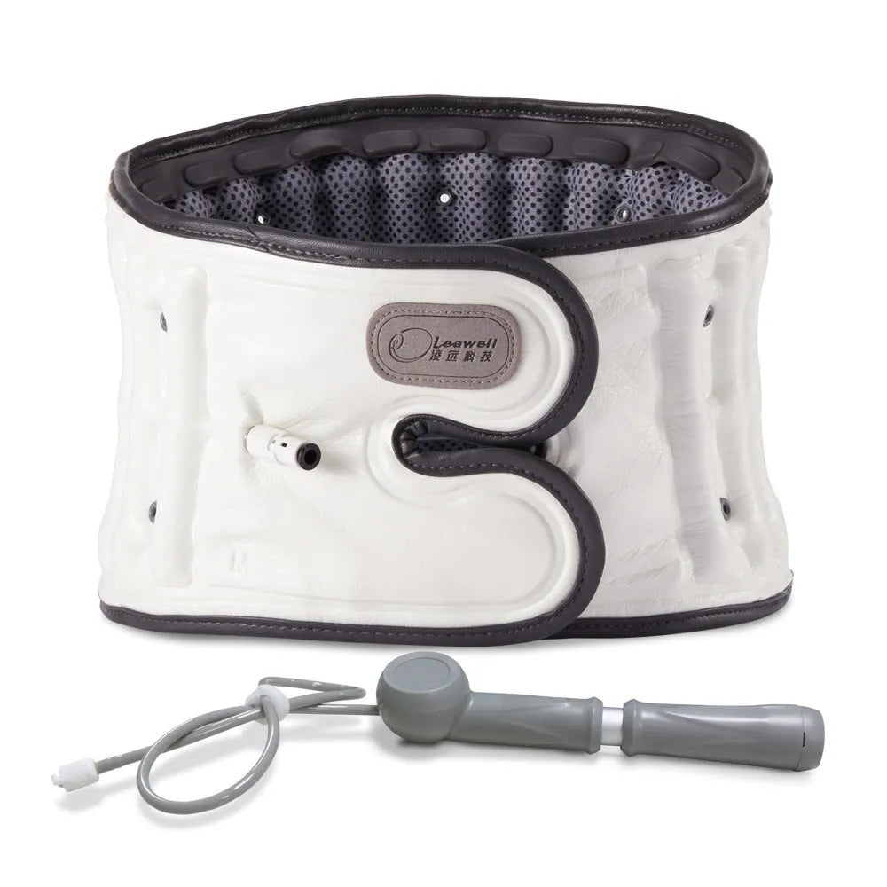 Automatic inflation lumbar disc correction waist supporter in PU material on a white background.