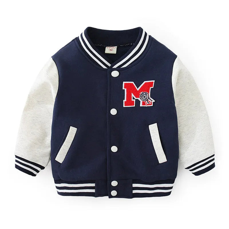 Children's cotton cardigan jacket with embroidery in navy blue, size 100cm