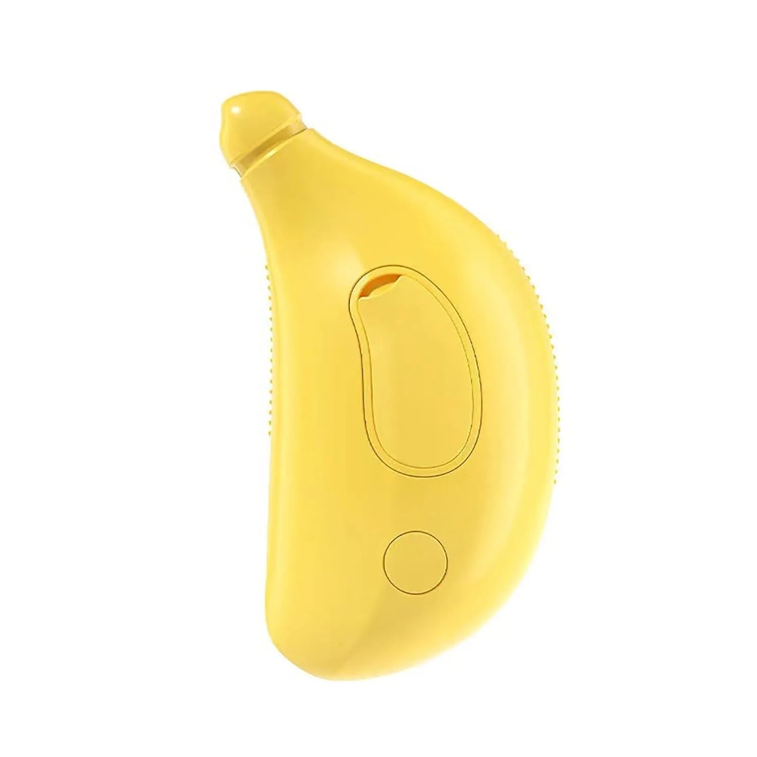Green rechargeable cat steam brush with silicone teeth showing three grooming functions
