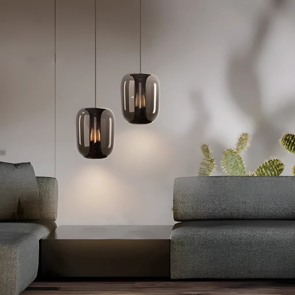 Minimalist spherical glass chandelier with 16cm diameter shade for ceiling mounting