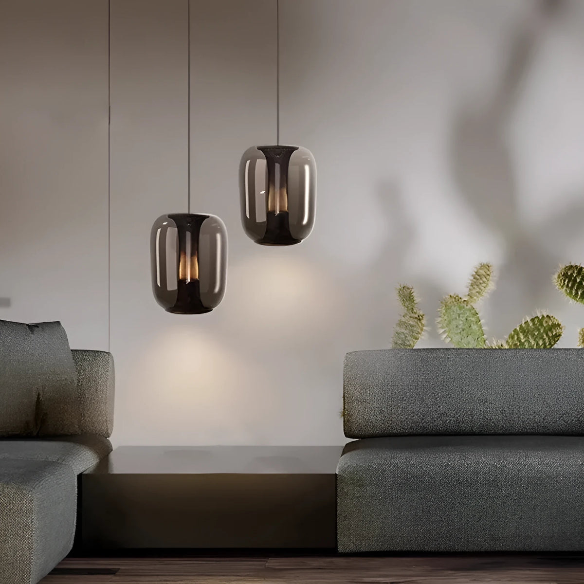 Minimalist spherical glass chandelier with 16cm diameter shade for ceiling mounting