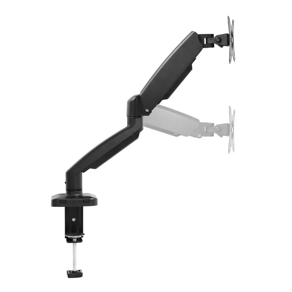 Black LCD screen rotating telescopic bracket elevated on desk