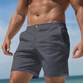 Men's solid colour cotton blend casual shorts with straight-leg Korean style fit.