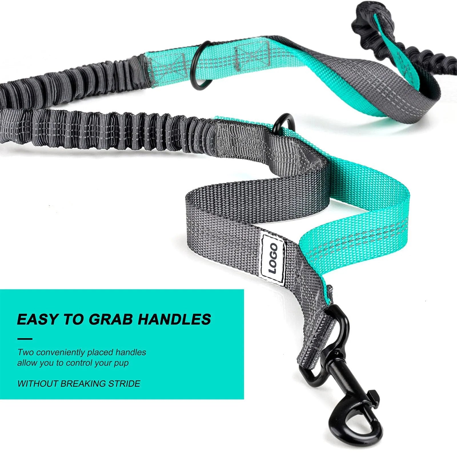 Black nylon outdoor pet training waist bag with attached dog leash and collar set