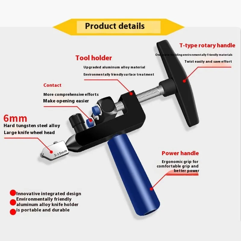 2-in-1 roller glass cutter gold knife luxury suit with hard alloy wheel for cutting glass and ceramic tiles