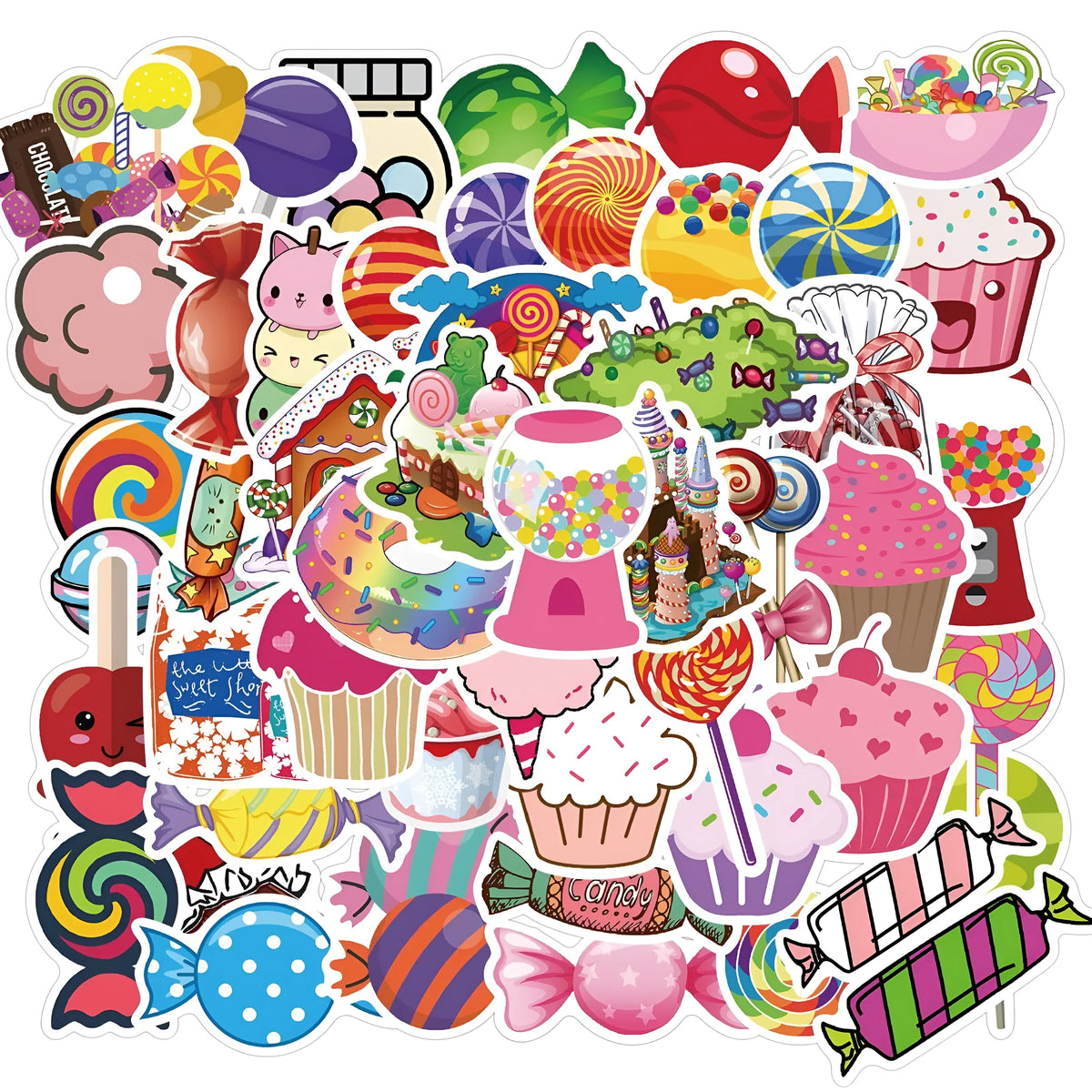 Candy series graffiti stickers pack showing colourful cartoon designs on adhesive sheets