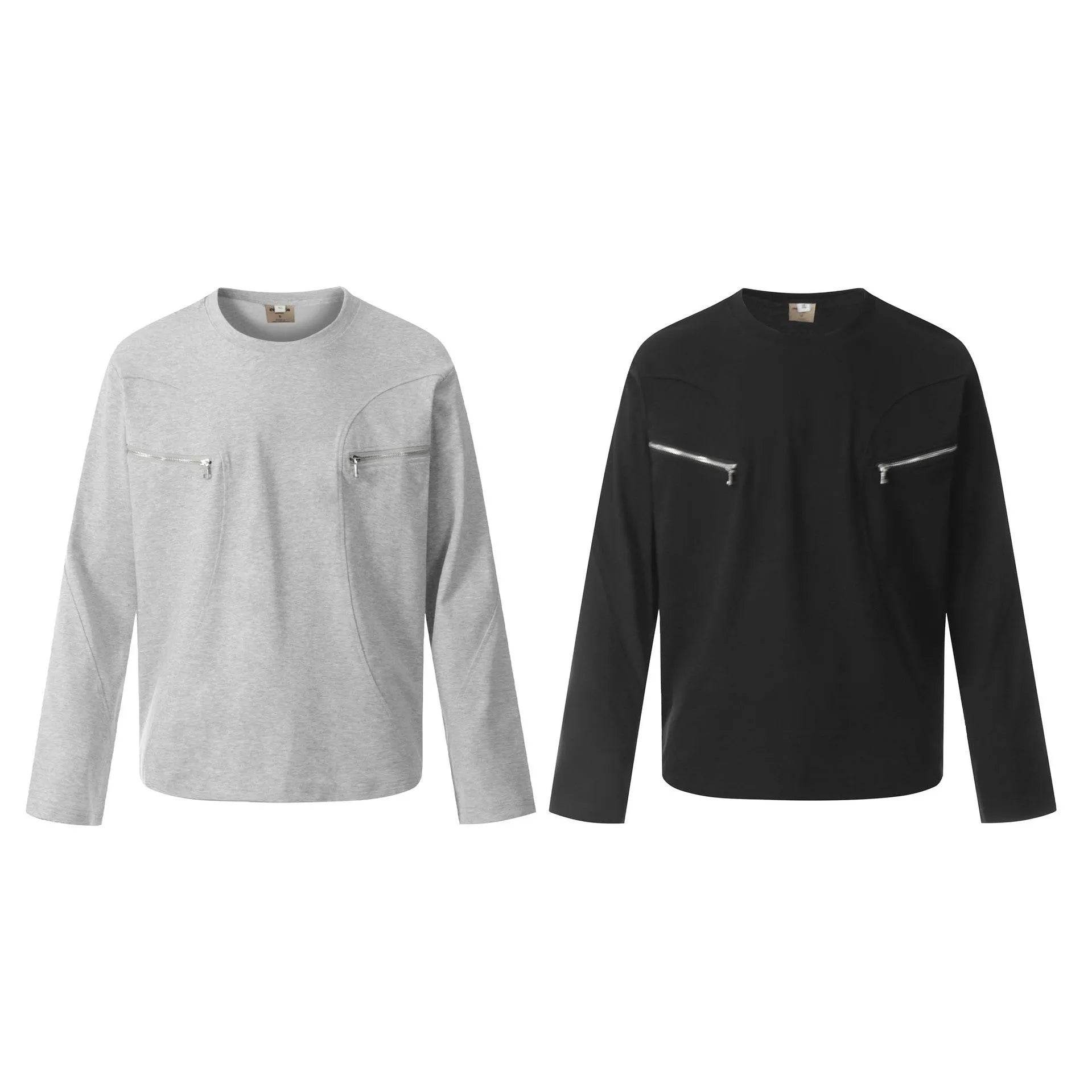 A man's loose-fit cotton pullover hoodie in a simple retro style, shown in grey colour.
