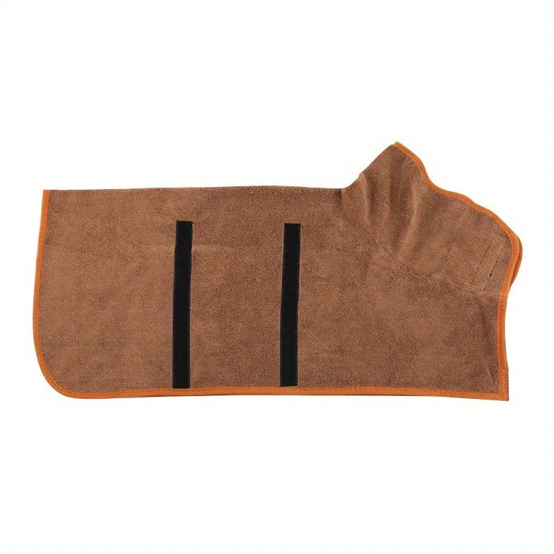 Nylon pet bath towel for dogs and cats in sizes XS to XL, colours include grey orange edge, full grey, green, blue, and brown