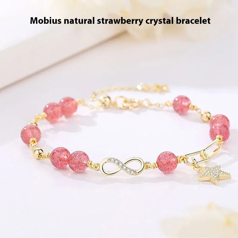 Natural gray moonstone Mobius crystal bracelet with Chinese style constellation design for women