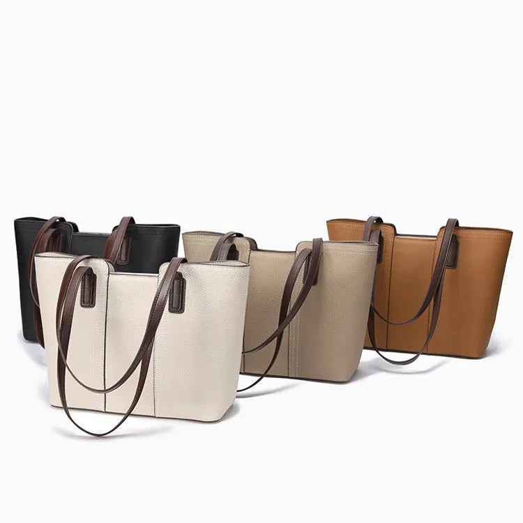 Genuine leather women's shoulder bag in box shape with large capacity and internal phone compartment