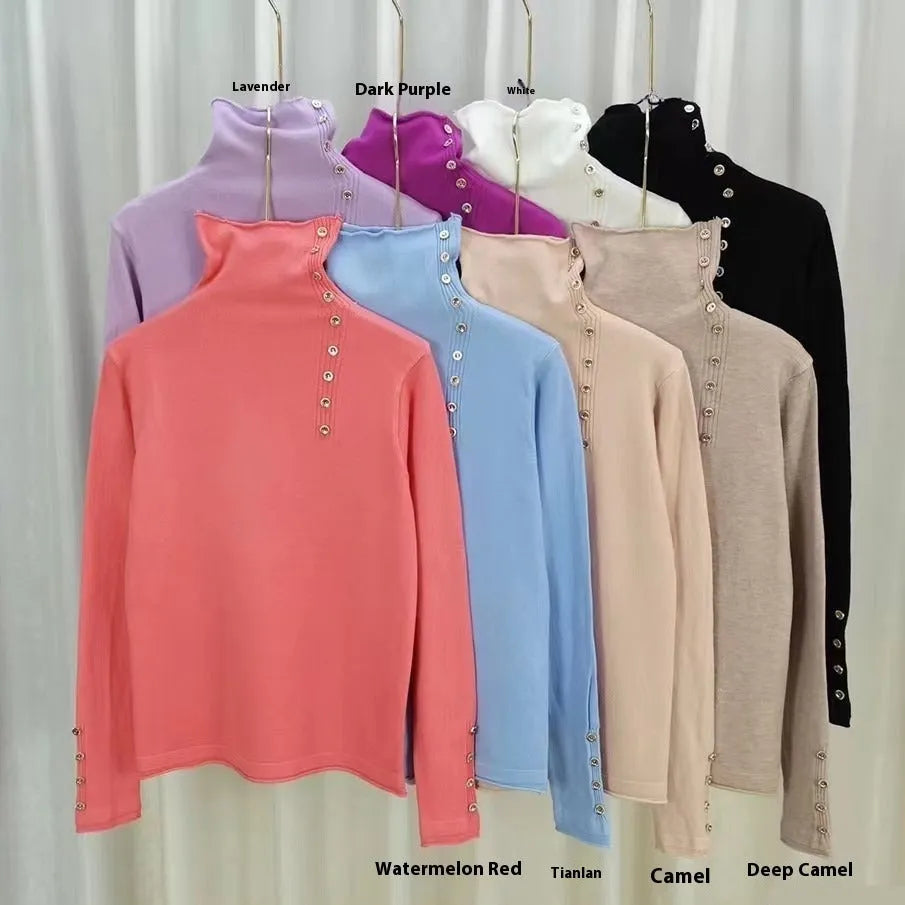 Core-spun yarn knitted bottoming shirt with 3D pattern in slim fit styling