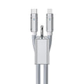 Silver PD65W braided fast charging cable, woven 1-2m lead with Type-C or Type-C Apple connector