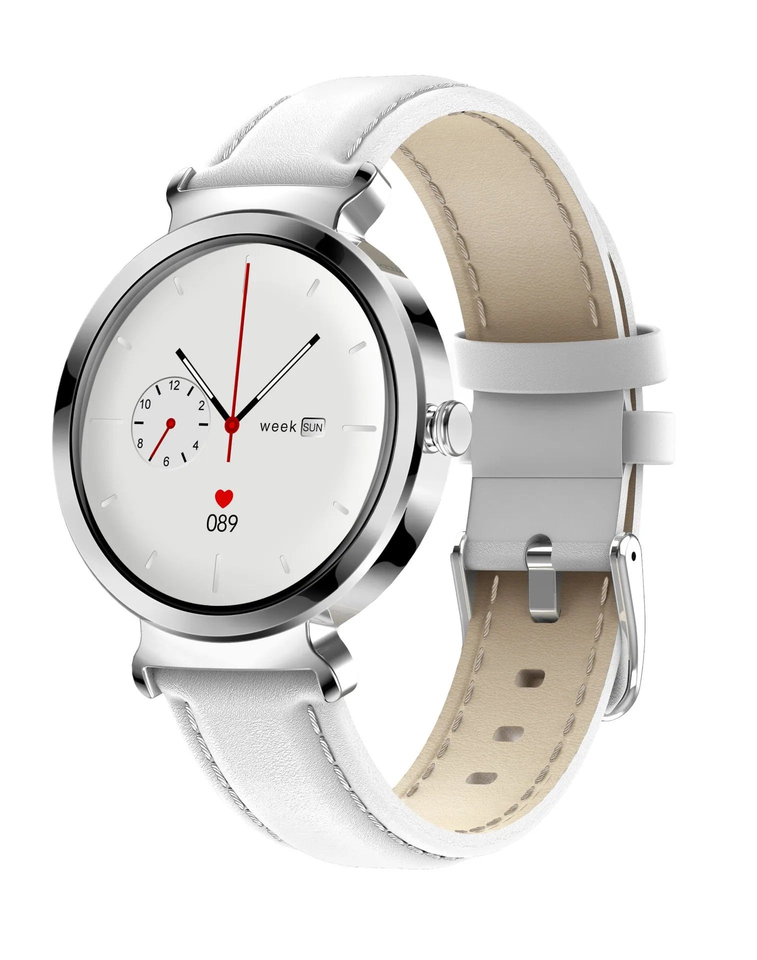 Zinc alloy smart bracelet for ladies with a 1.28-inch screen, shown in multiple colour options.